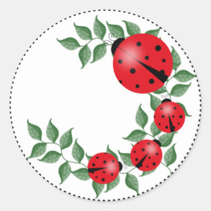 Lucky Lady Bug Family Runder Aufkleber