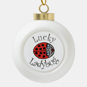Lucky Ladybug in Red Keramik Kugel-Ornament