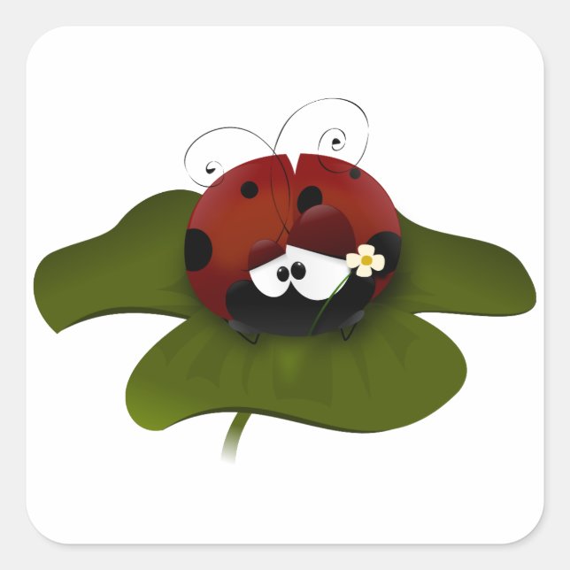 Lucky Ladybug Quadratischer Aufkleber (Vorderseite)