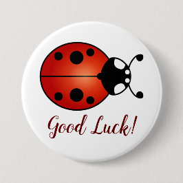 Lucky Ladybug Red Orange Black Ladybird Viel Glück Button