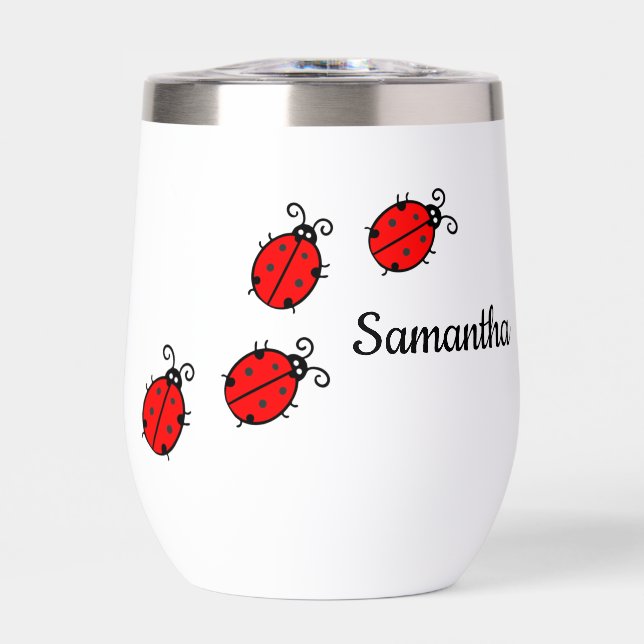 Lucky Ladybugs Design Vin Thermique Tumbler (Avant)