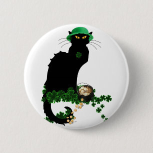Lucky Le Chat Noir St. Patrick's Day Button