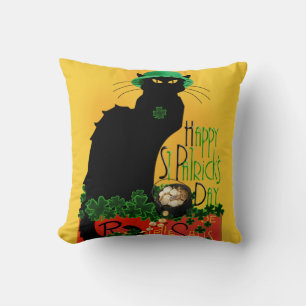 Lucky Le Chat Noir St. Patrick's Day Kissen