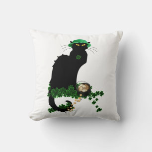 Lucky Le Chat Noir St. Patrick's Day Kissen