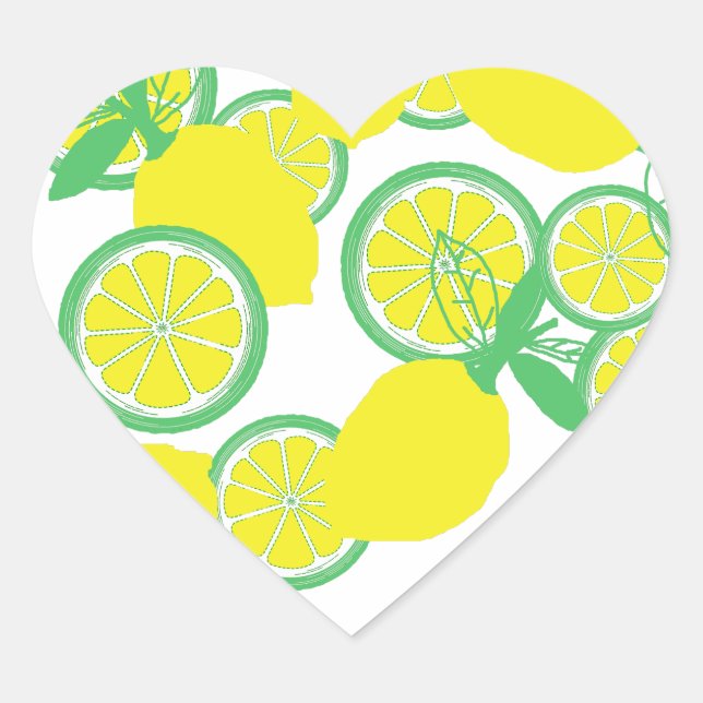 Lucky Lemons Bio Funky Herz-Aufkleber (Vorderseite)