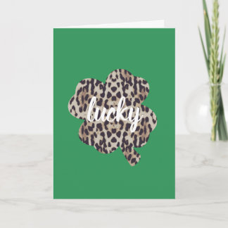 Lucky Leopard Print Kleeblatt St. Patrick's Day Karte
