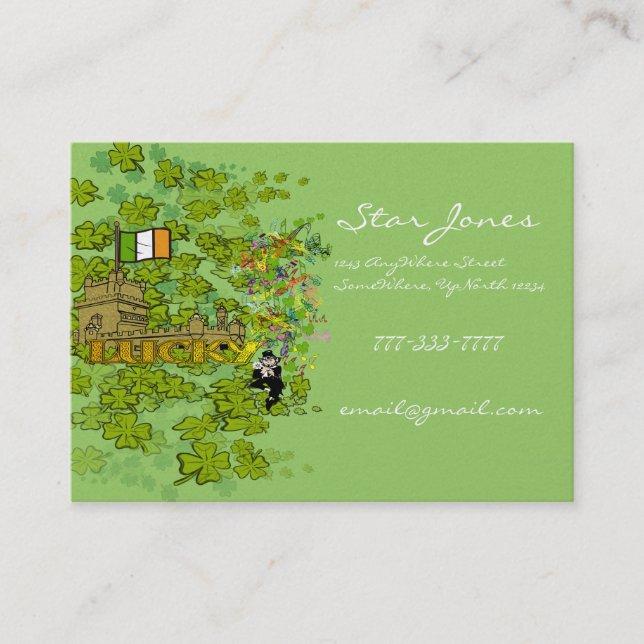 Lucky Leprechaun Castle Irish Flag Visitenkarte (Vorderseite)