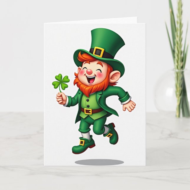 Lucky Leprechaun Four Leaf Clover Card Karte (Vorderseite)