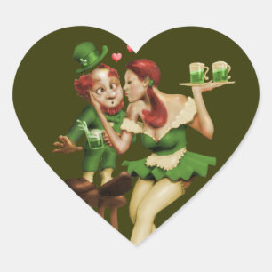 Lucky Leprechaun Herz-Aufkleber