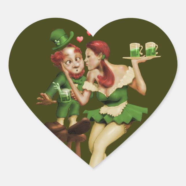 Lucky Leprechaun Herz-Aufkleber (Vorderseite)