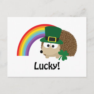Lucky Leprechaun Igel Postkarte