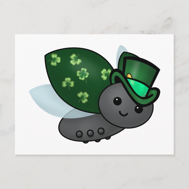 Lucky Leprechaun Ladybug Postkarte (Vorderseite)