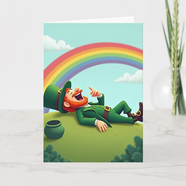 Lucky Leprechaun Laughter Card Karte (Vorderseite)