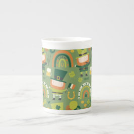 Lucky Leprechaun Print, Kleeblatt Geschenkmuster Prozellantasse