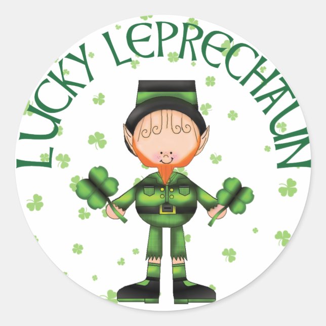 Lucky Leprechaun Runder Aufkleber (Vorderseite)