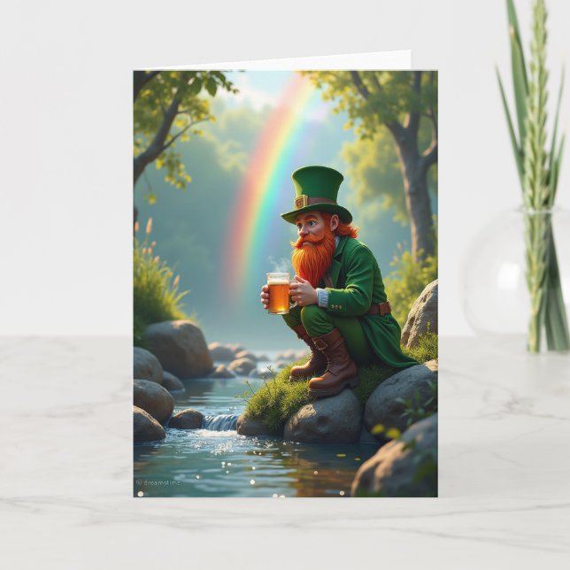 Lucky Leprechaun Scene Greeting Card Karte (Vorderseite)