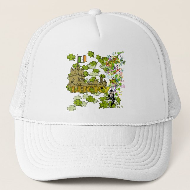 Lucky Leprechaun und seine irische Burg Truckerkappe (Vorderseite)