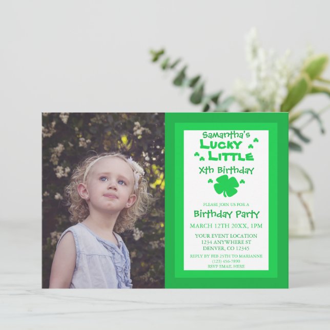 Lucky Little Birthday Einladung (Stehend Vorderseite)