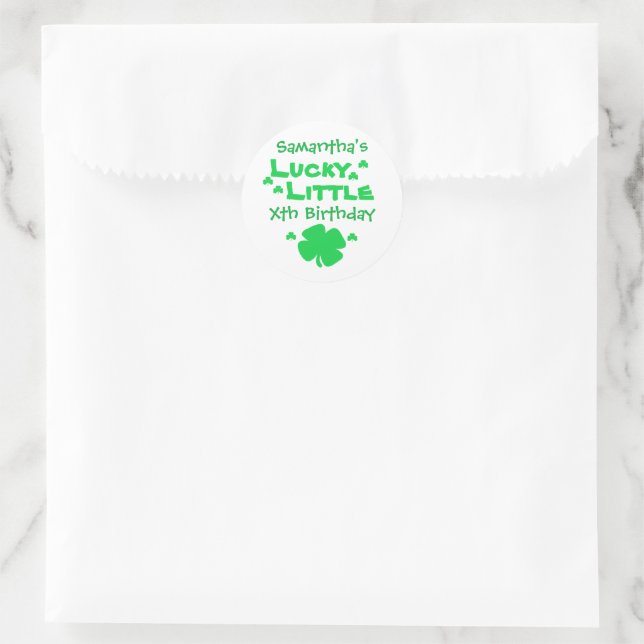 Lucky Little Birthday Runder Aufkleber (Tasche)