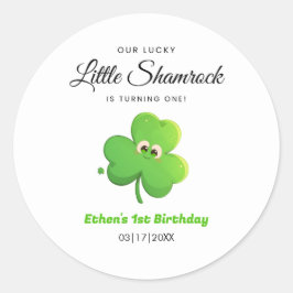 Lucky Little Kleeblatt Clover 1. Geburtstag Runder Aufkleber
