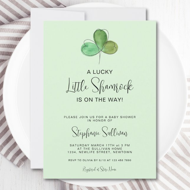 Lucky Little Kleeblatt Green Baby Dusche Einladung (Von Creator hochgeladen)