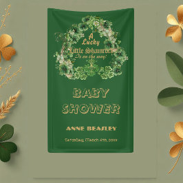 Lucky Little Kleeblatt Green Gold Leaf Baby Dusche Banner