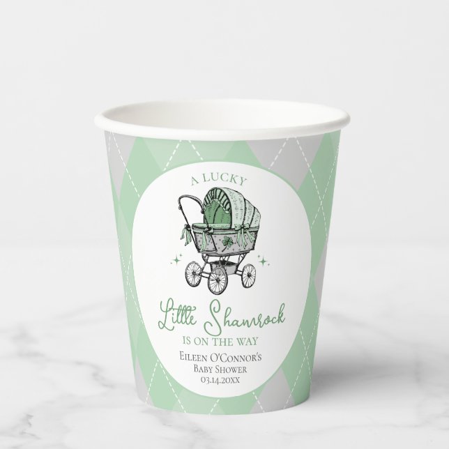 Lucky Little Kleeblatt St Patricks Baby Dusche Pappbecher (Vorderseite)
