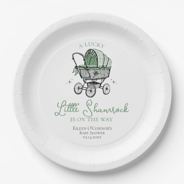 Lucky Little Kleeblatt St Patricks Baby Dusche Pappteller (Vorderseite)