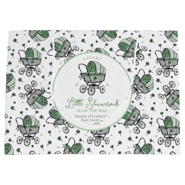 Lucky Little Kleeblatt St Patrick's Day Baby Showe Große Geschenktüte (Vorderseite)