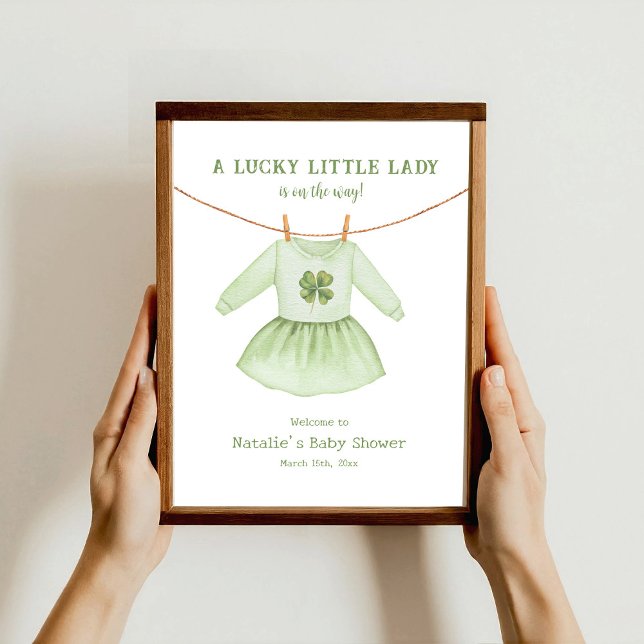 Lucky Little Lady St Patrick's Baby Shower Willkom Poster (Von Creator hochgeladen)