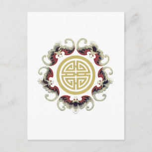 Lucky Longevity Chinese Charm Postkarte