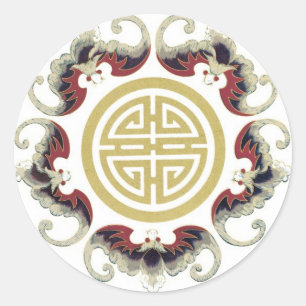 Lucky Longevity Chinese Charm Runder Aufkleber