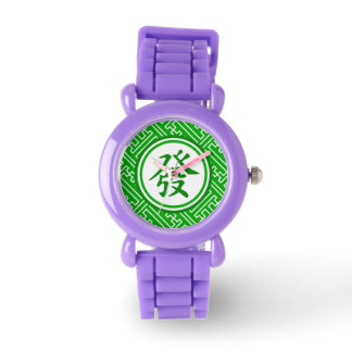 Lucky Mahjong Symbol - Dunkelgrün Armbanduhr