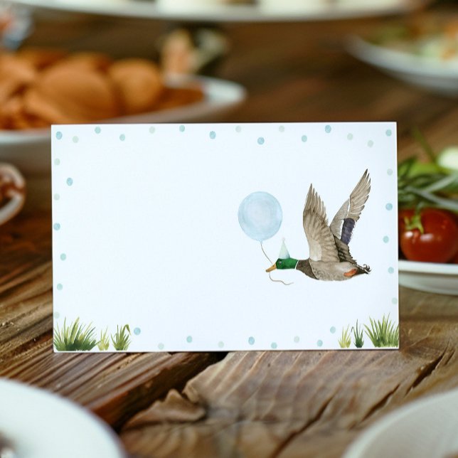 Lucky Mallard Duck Boy Birthday Food Zelt Platzkarte (Von Creator hochgeladen)