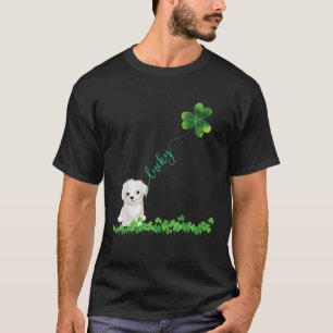 Lucky Maltese Dog Kleeblatt St Patrick Day T-Shirt