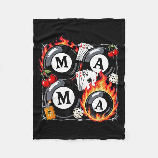 Lucky Mama Billiard 8 Cherry Mother's Day Mom Life Fleecedecke (Vorderseite)