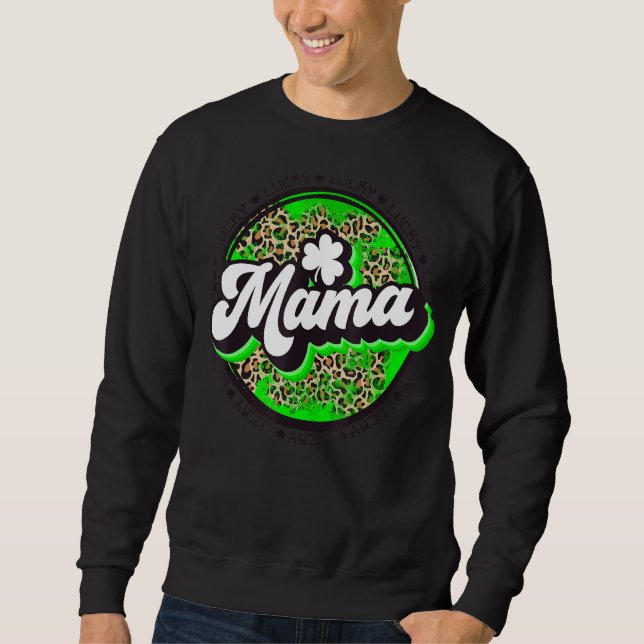 Lucky Mama Circle Leopard Kleeblatt St Patrick for Sweatshirt (Vorderseite)