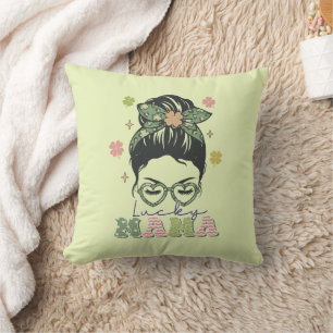 Lucky Mama - Messy Bun - Clover St. Patrick's Kissen