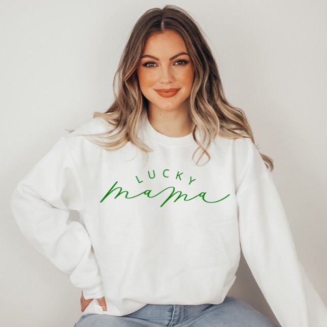Lucky Mama Niedliches Script St. Patrick's Day Swe Sweatshirt (Von Creator hochgeladen)