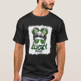 Lucky Mini Messy Bun Hair Irish St Patrick's Day K T-Shirt