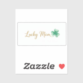 Lucky Mom Elegant Script Heart Shamrock St Patrick Aufkleber