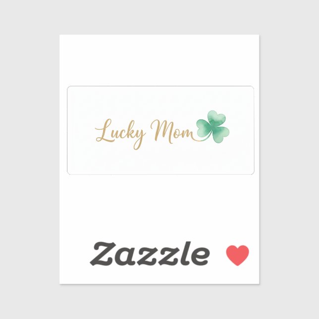Lucky Mom Elegant Script Heart Shamrock St Patrick Aufkleber (Blatt)