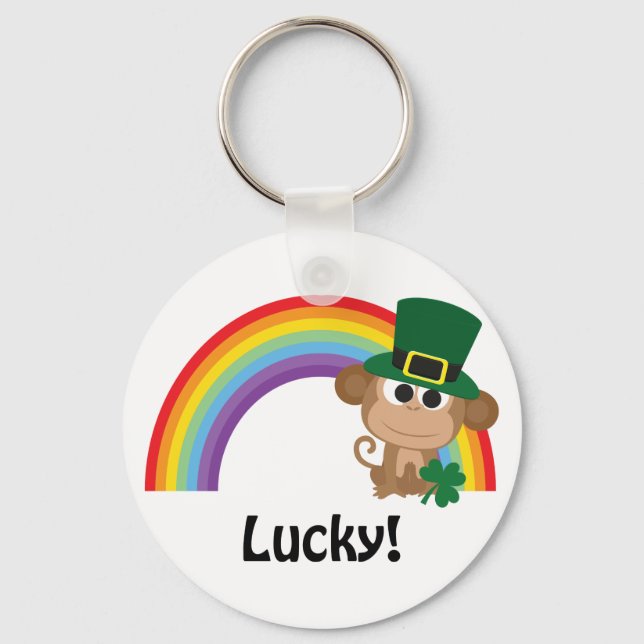 Lucky Monkey Leprechaun Schlüsselanhänger (Vorderseite)