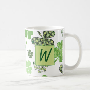 Lucky Monogram St. Patrick's Day Clovers Kaffeetasse