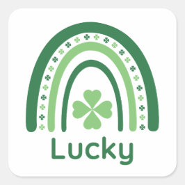 Lucky Name Clover Boho Rainbow Quadratischer Aufkleber