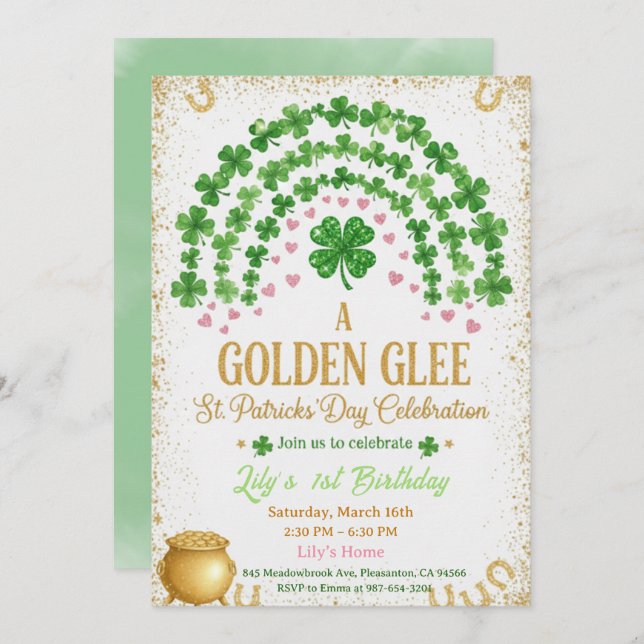 Lucky One 1st Birthday Invitation (Devant / Derrière)