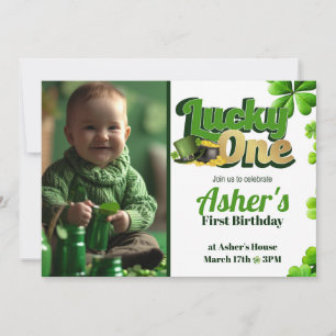 Lucky One 1st Birthday Invitation avec photo