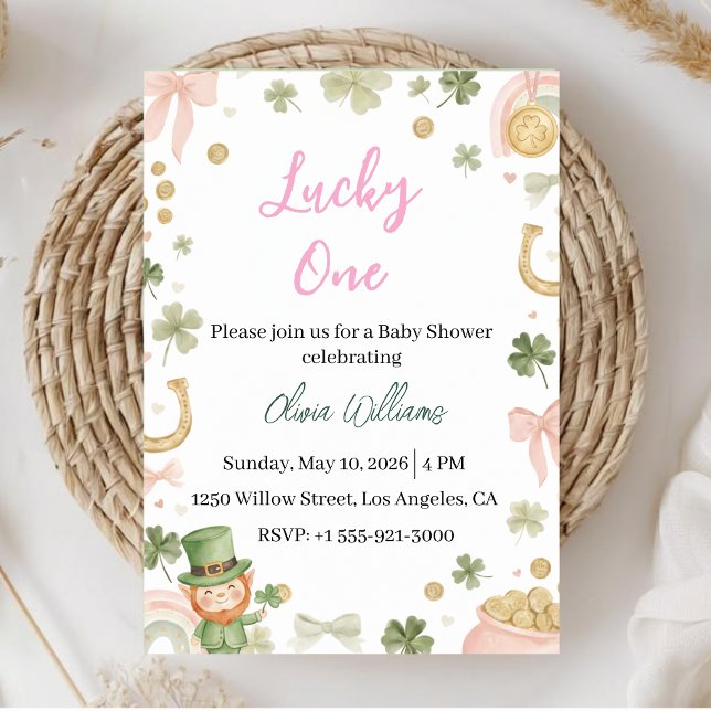 Lucky One Baby Shower Invitation Shamrock Theme Einladung (Von Creator hochgeladen)