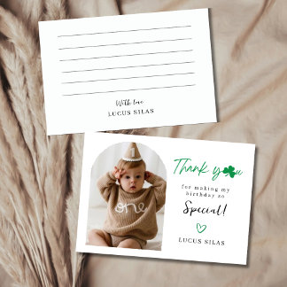 Lucky One Birthday Photo Thank You Card Dankeskarte
