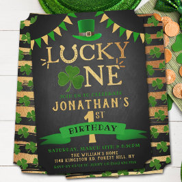 Lucky One Chalkboard 1er Anniversaire Invitations